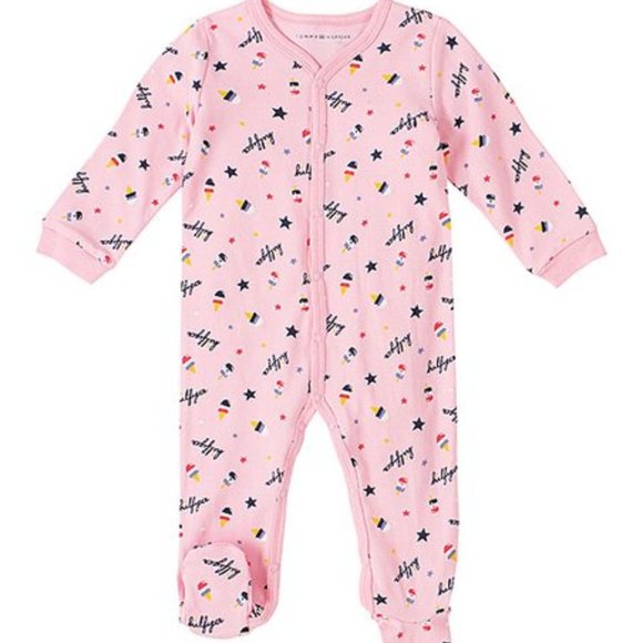 Newborn Tommy Hilfiger Pink Ice Cream Logo Footie - Picture 1 of 3